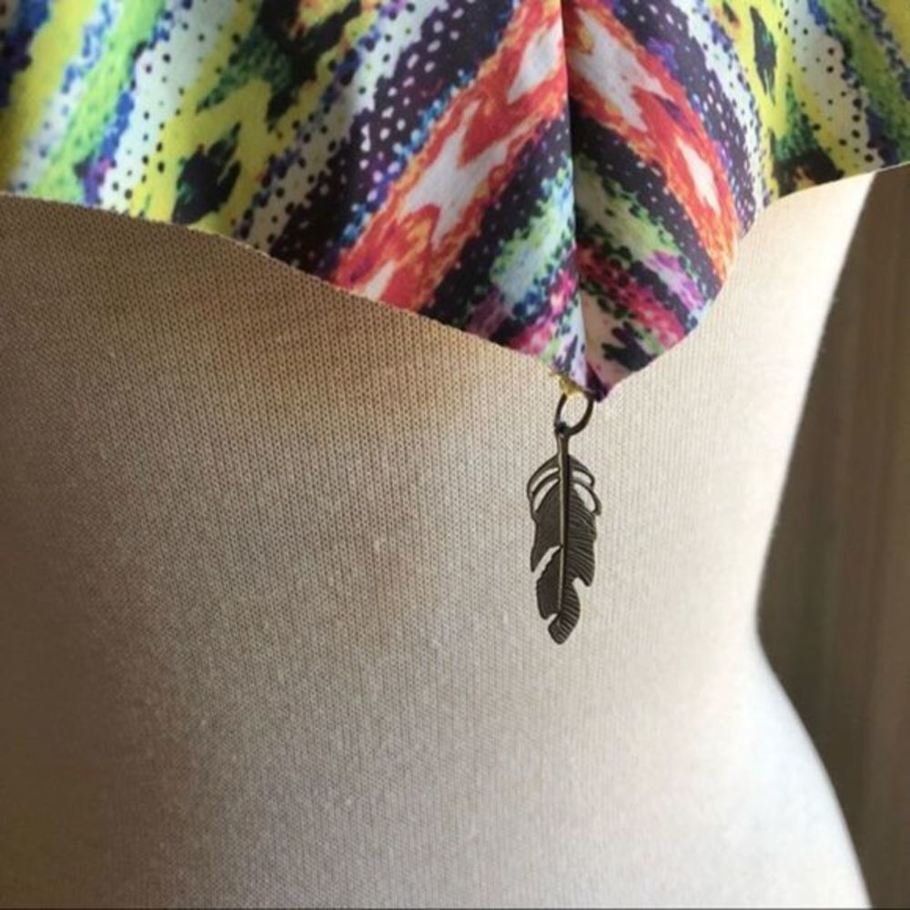 Ale by Alessandra multi embroidered strappy drape swim top large - Picture 11 of 12